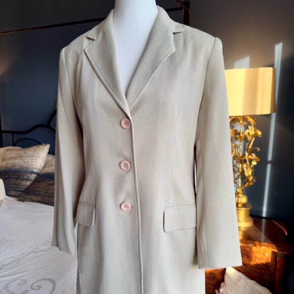 Vintage Beige Herringbone Skirt Suit Set - Picture 2 of 16